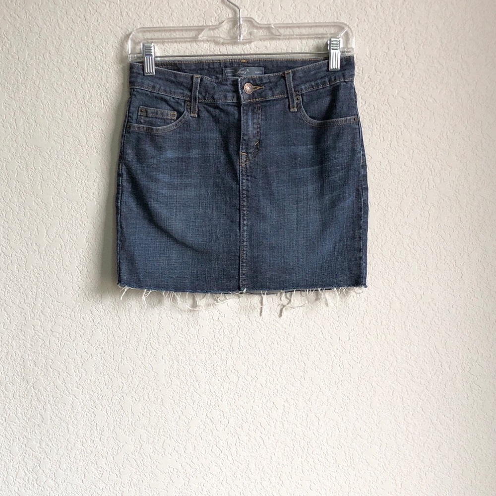 Levi’s Denim Skirt Mid Rise Cutoff Frayed Hem 0 Rodeo Cowgirl Western Preppy
